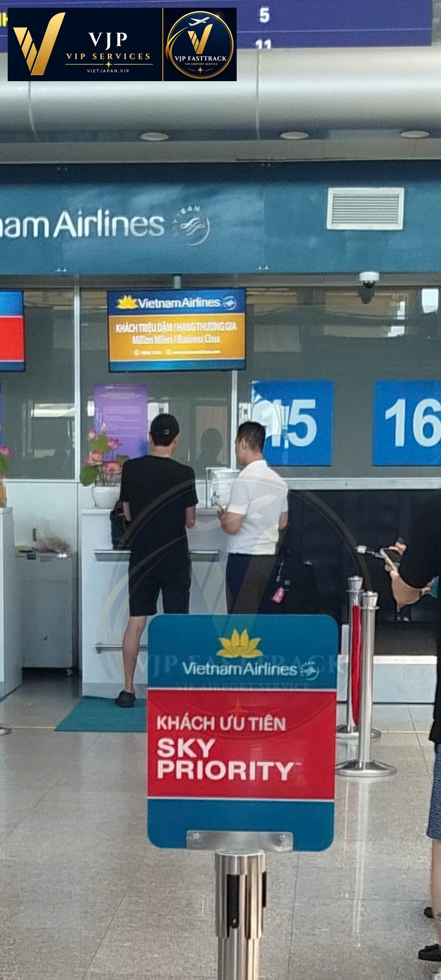Priority immigration lane and fast track support for VIP travelers at Ho Chi Minh Airport.
